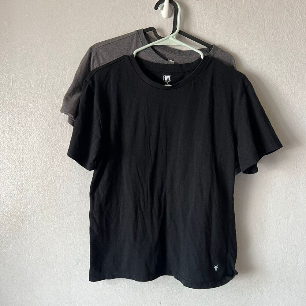 FRYE crew neck basic brand logo printed on the inside collar and a small logo ta